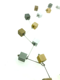 Handgemaakte Multi color collier vierkant