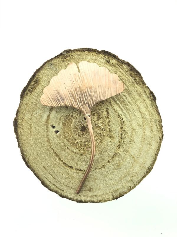 Ginkgo broche koper klein