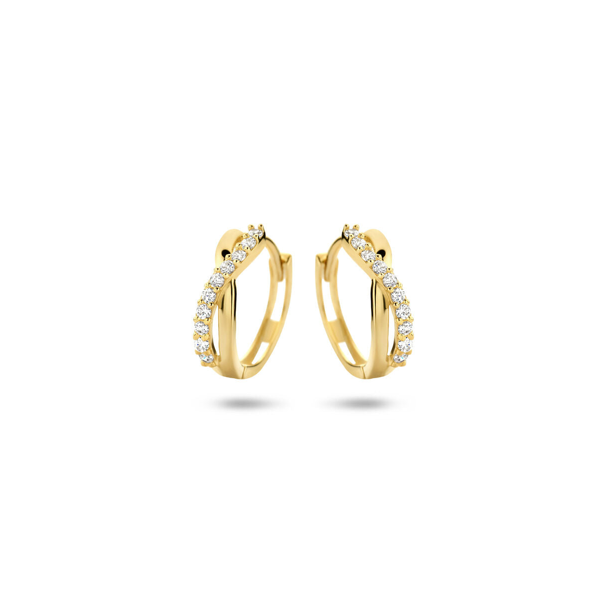 klapoorringen zirkonia 12,5 mm 14K geelgoud