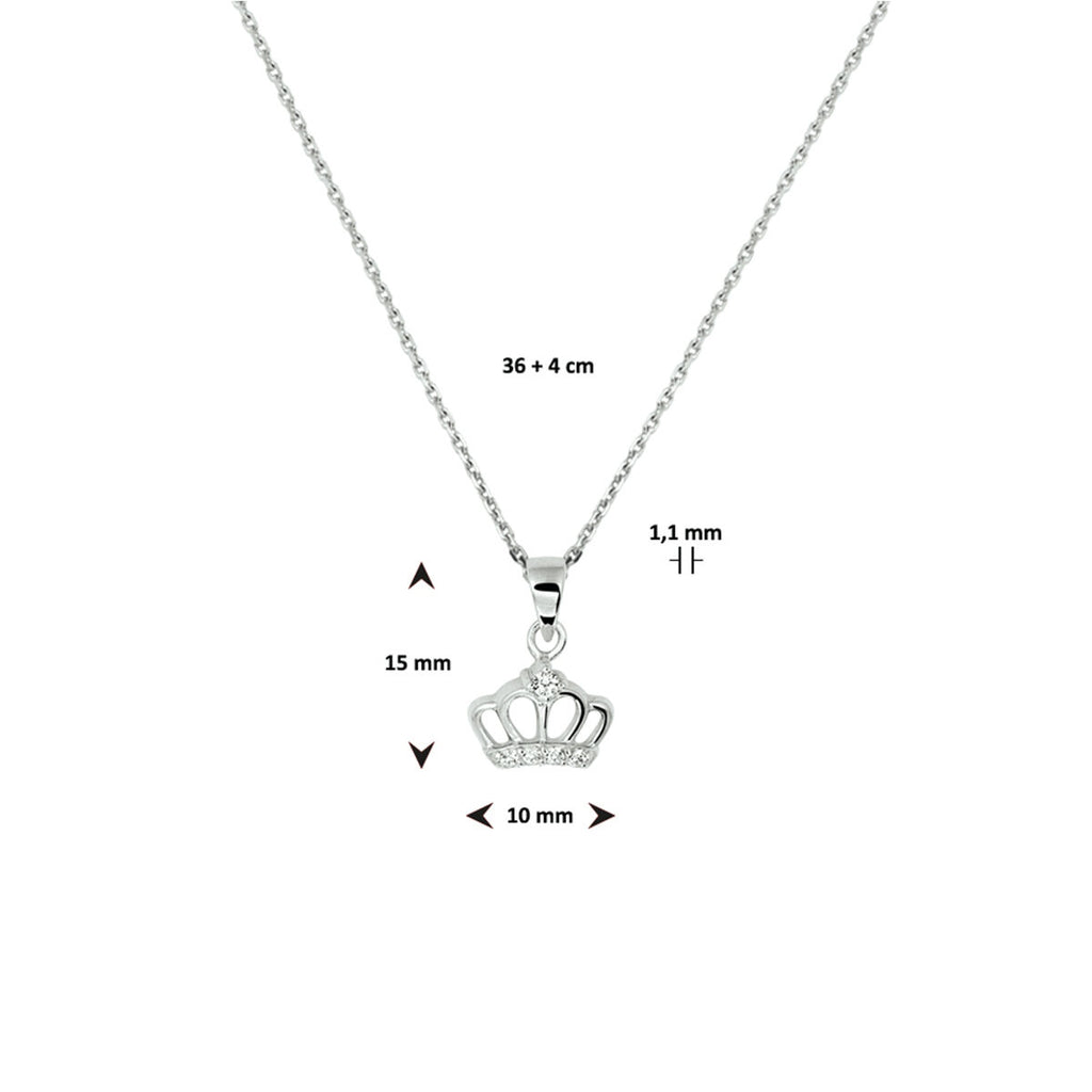 Halskette Krone Zirkonia 36 + 4 cm Silber rhodiniert