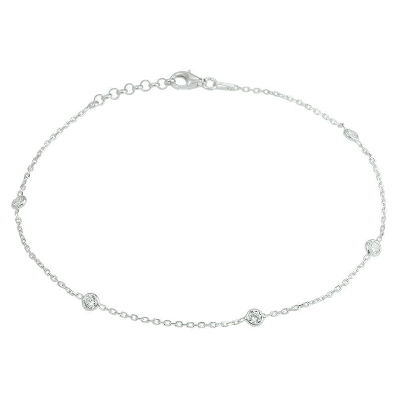 Enkelbandje 5 zirkonia steentjes