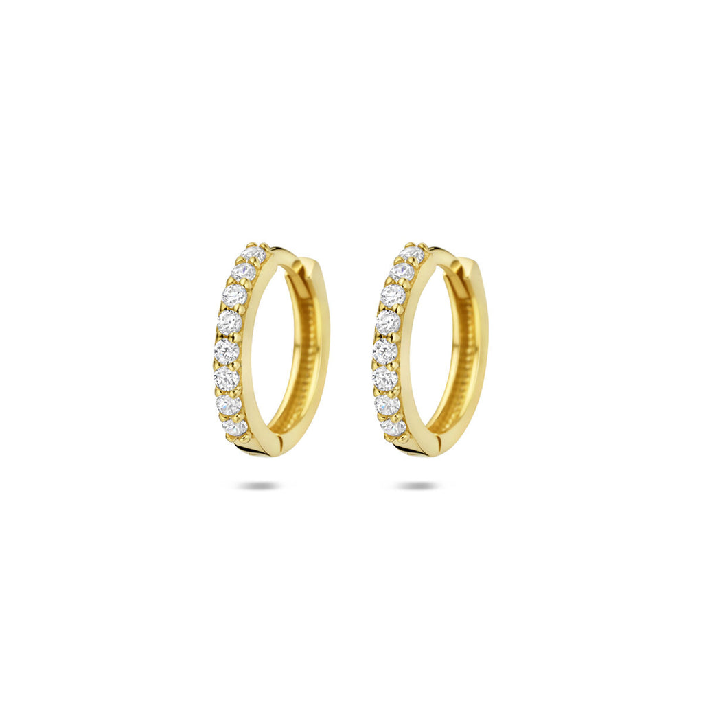 klapoorringen zirkonia 13 mm 14K geelgoud