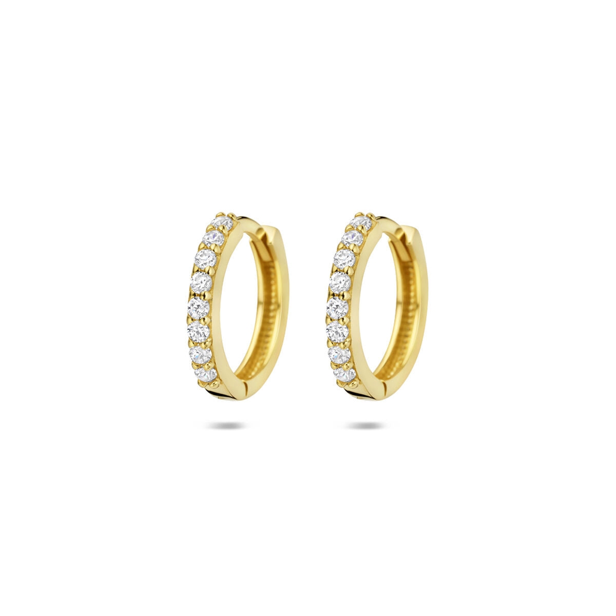 klapoorringen zirkonia 13 mm 14K geelgoud