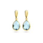 oorhangers blauw topaas 20 mm 14K geelgoud