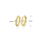 klapoorringen zirkonia 12 mm 14K geelgoud