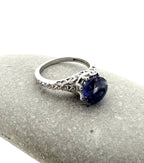 Handgemaakte zilveren saphire ring