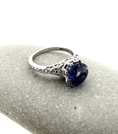 Handgemaakte zilveren saphire ring