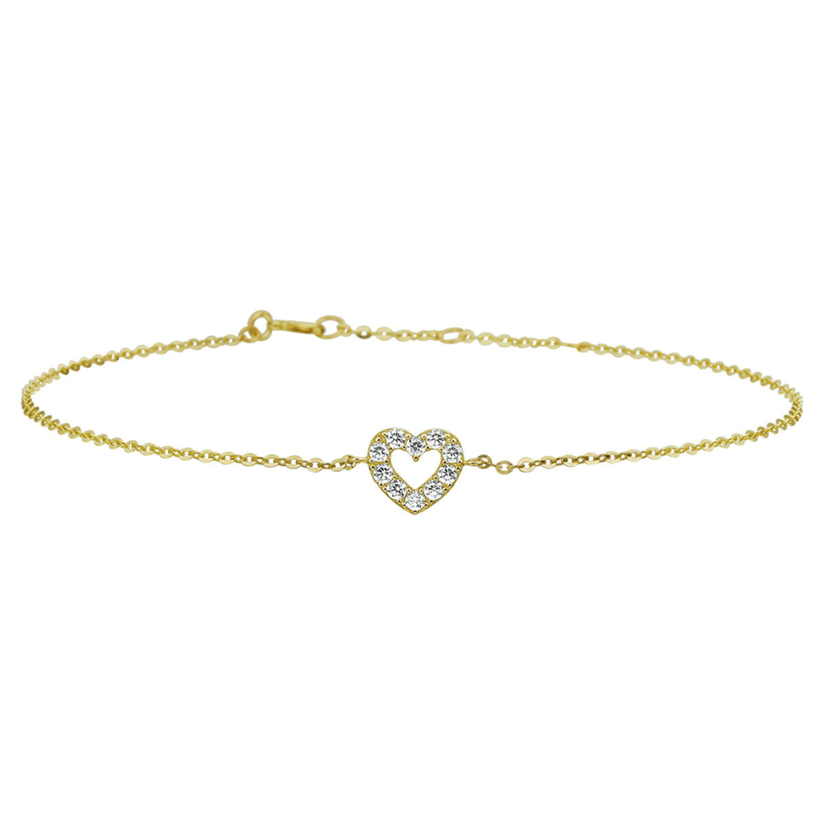 Armband Herz Zirkonia 16,5 - 17,5 - 18,5 cm 14K Gelbgold