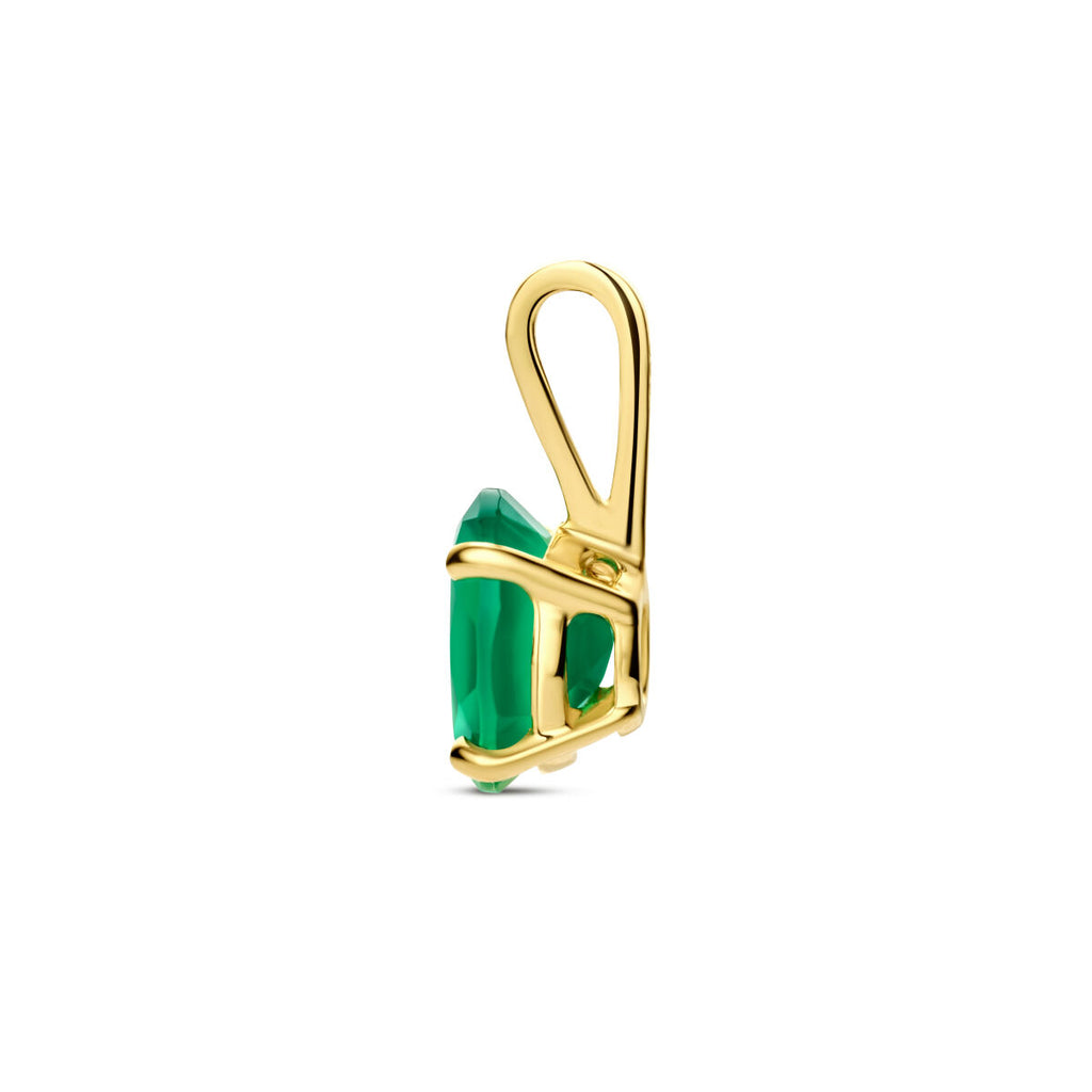 Anhänger grüner Achat 14K Gelbgold