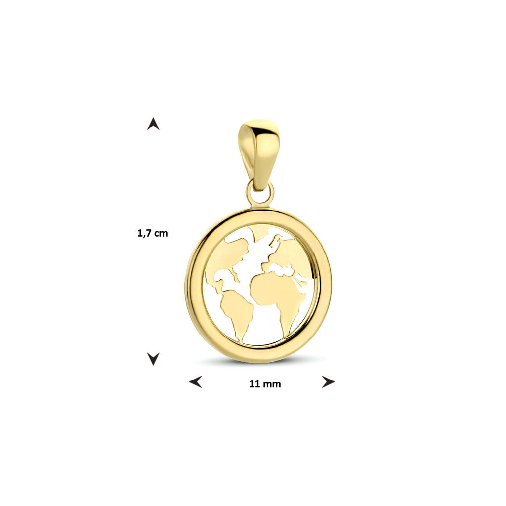 hanger wereldbol 14K geelgoud