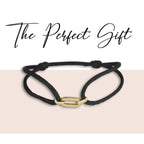 Armband Satin Schwarz 13 - 26 cm 14K Gold mit Gummi/Nylon/Leder