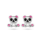 Ohrstecker Emaille Panda Silber rhodiniert