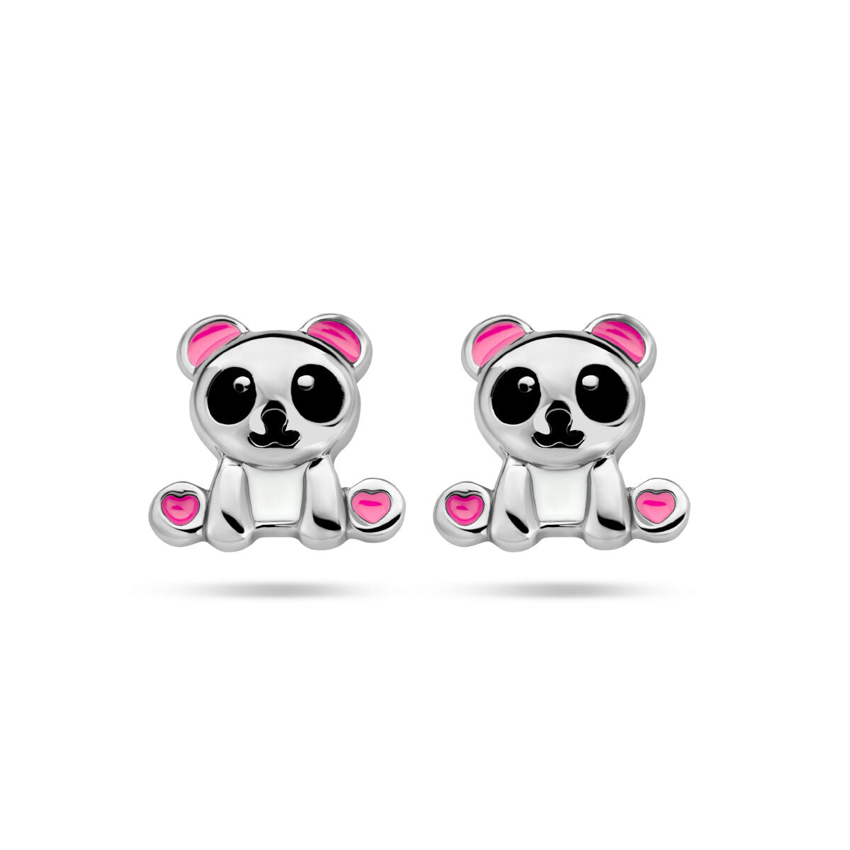 Ohrstecker Emaille Panda Silber rhodiniert