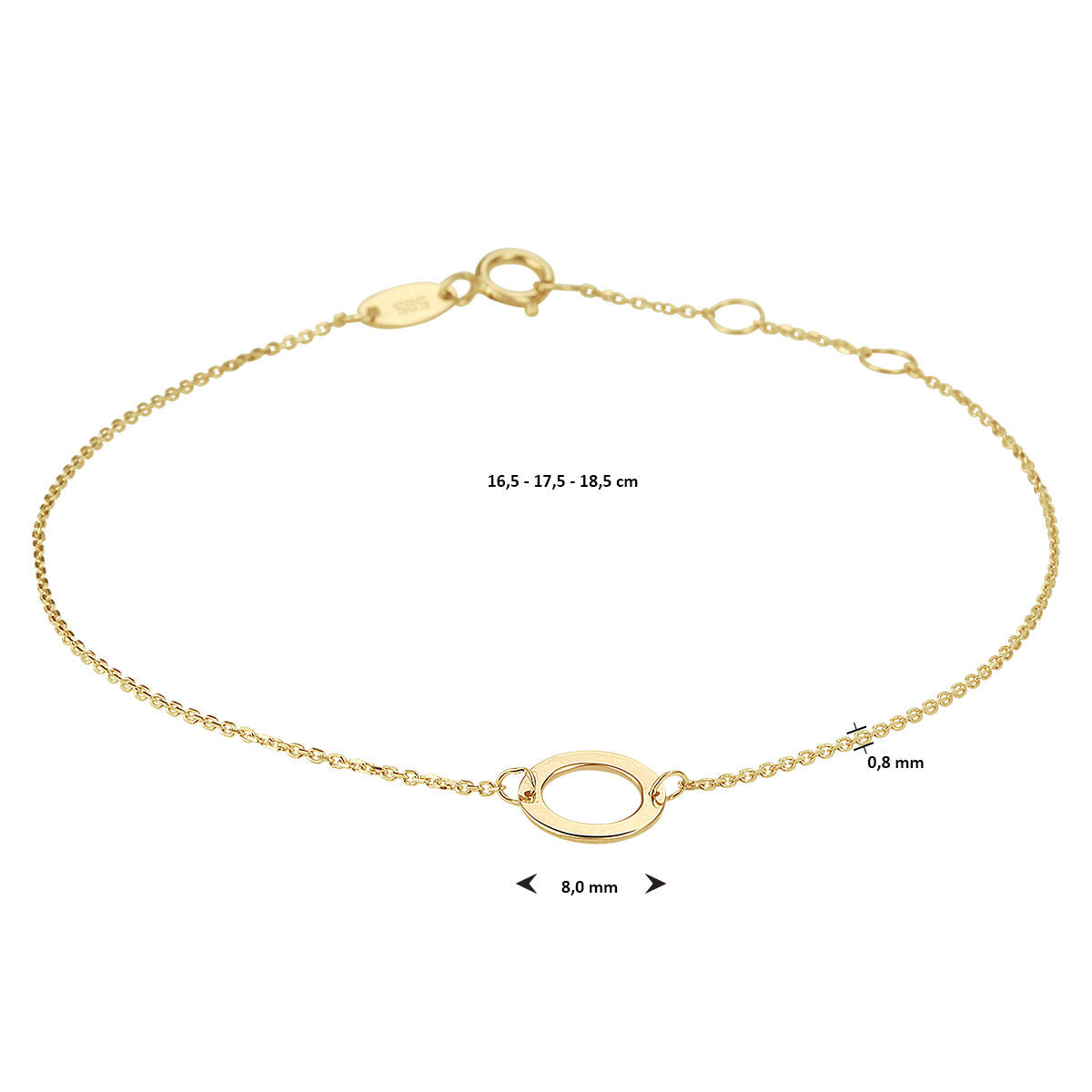 Armband rund 16,5 - 17,5 - 18,5 cm 14K Gelbgold