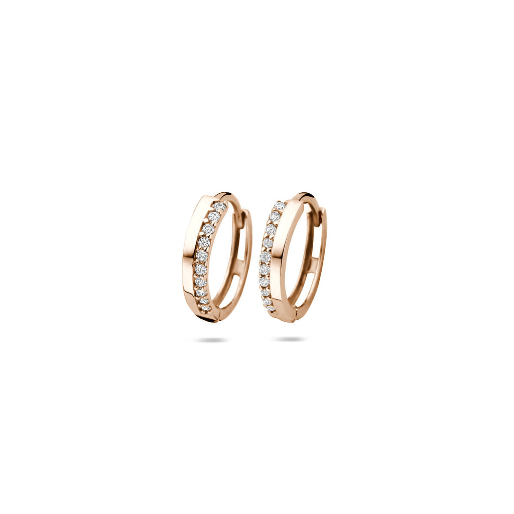 klapoorringen zirkonia 14K roségoud