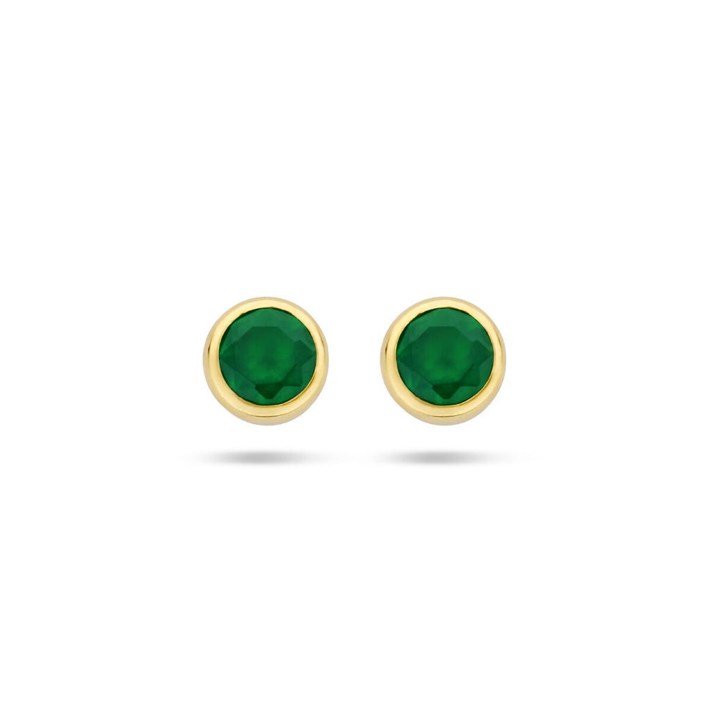 Ohrstecker grün Achat 4,5 mm 14K Gelbgold
