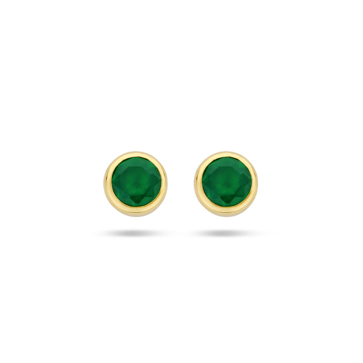 Ohrstecker grün Achat 4,5 mm 14K Gelbgold
