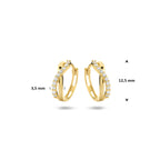 klapoorringen zirkonia 12,5 mm 14K geelgoud