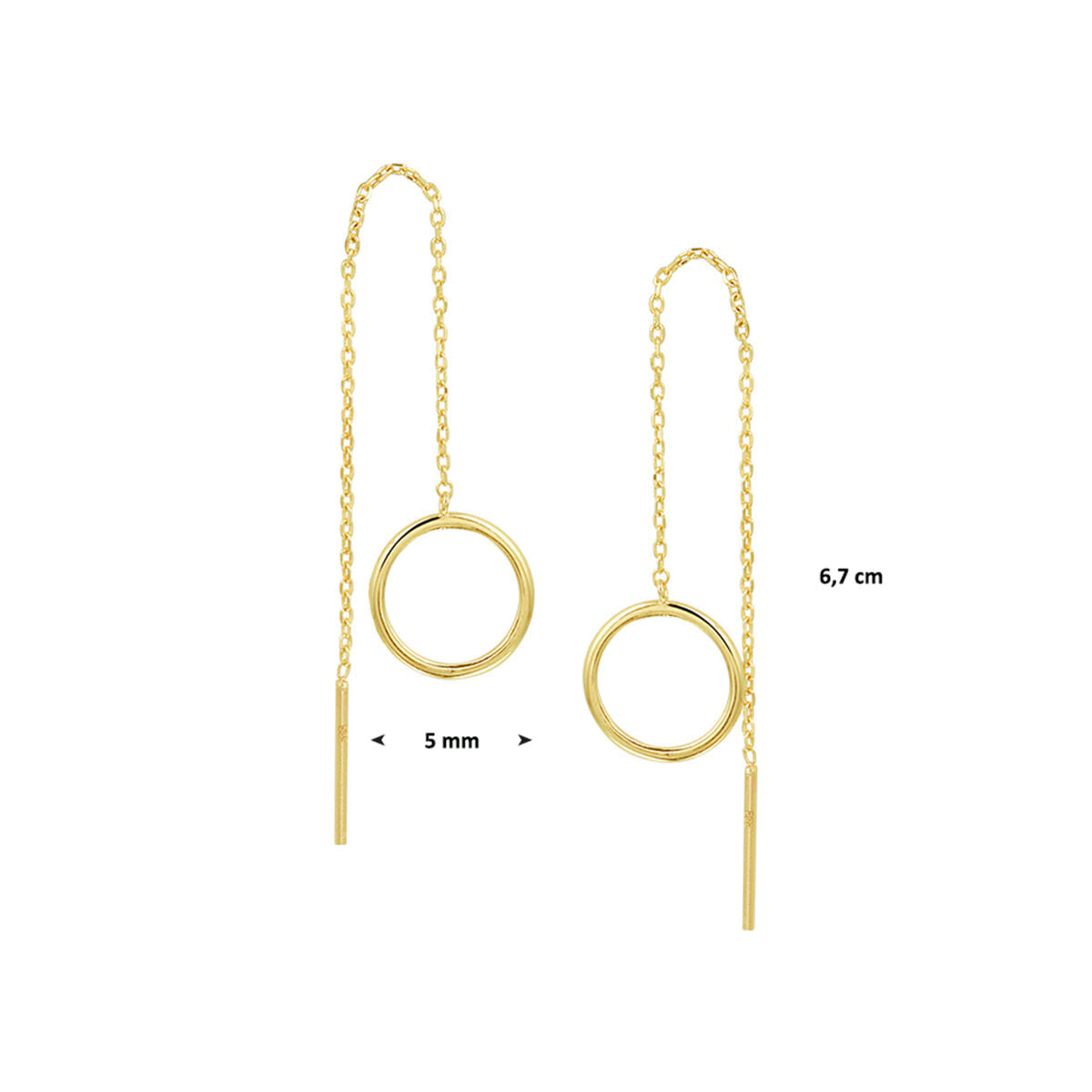 doortrekoorbellen ring 14K geelgoud