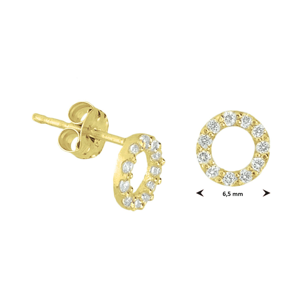 Ohrstecker Zirkonia 6,5 mm 14K Gelbgold
