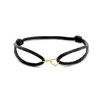 Armband Satin Schwarz Herz und Kreis 13 - 26 cm 14K Gold mit Gummi/Nylon/Leder