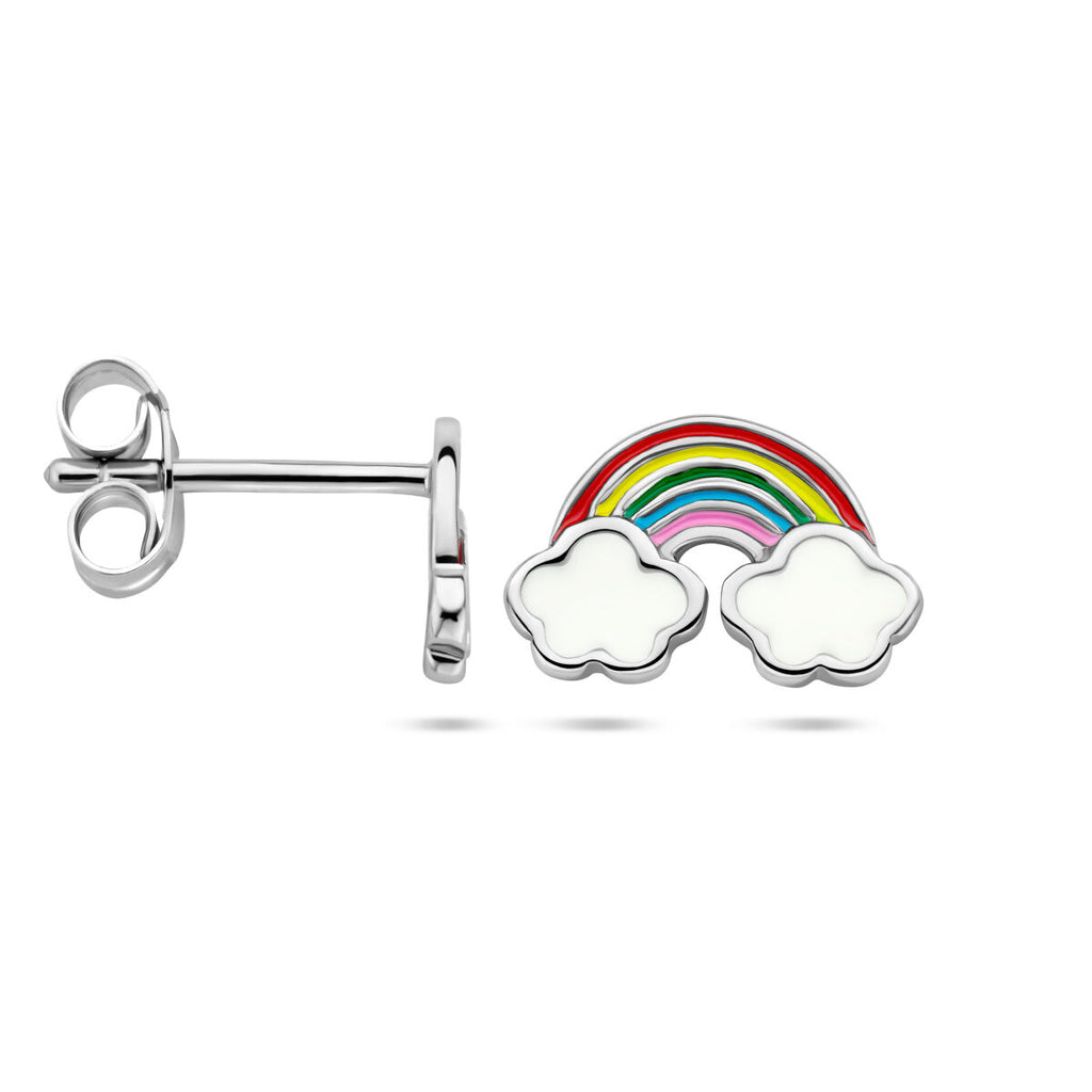 Ohrstecker Emaille Regenbogen rhodiniert