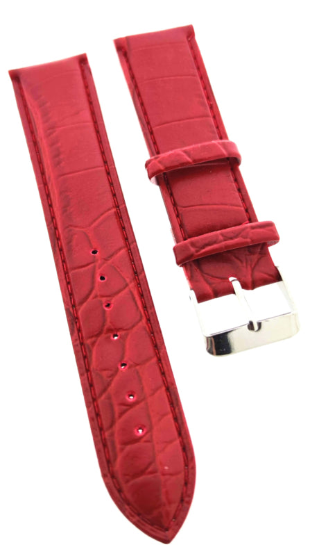 Horlogeband 22 mm rood croco