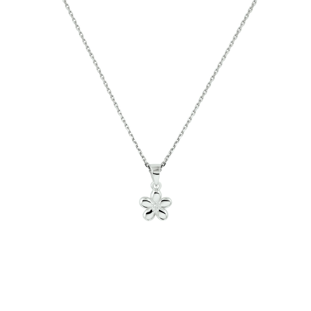 Halskette Blume 1,1 mm 36 + 4 cm Silber rhodiniert