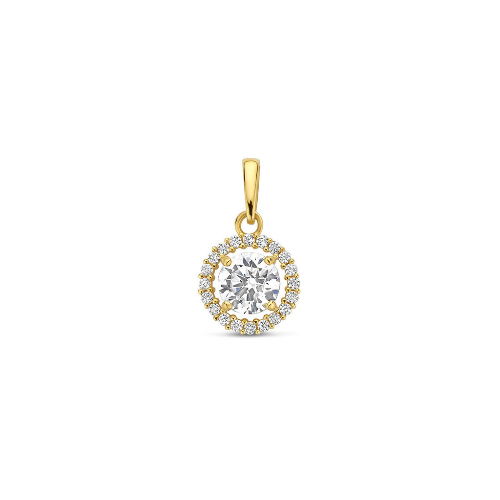 Anhänger Zirkonia Halo 14K Gelbgold