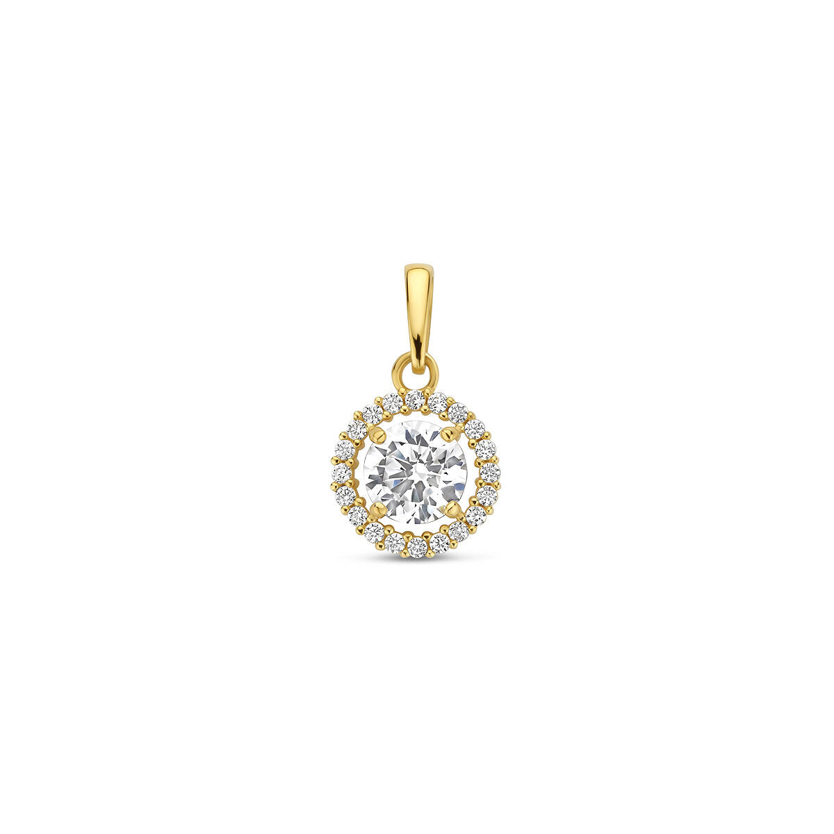 Anhänger Zirkonia Halo 14K Gelbgold