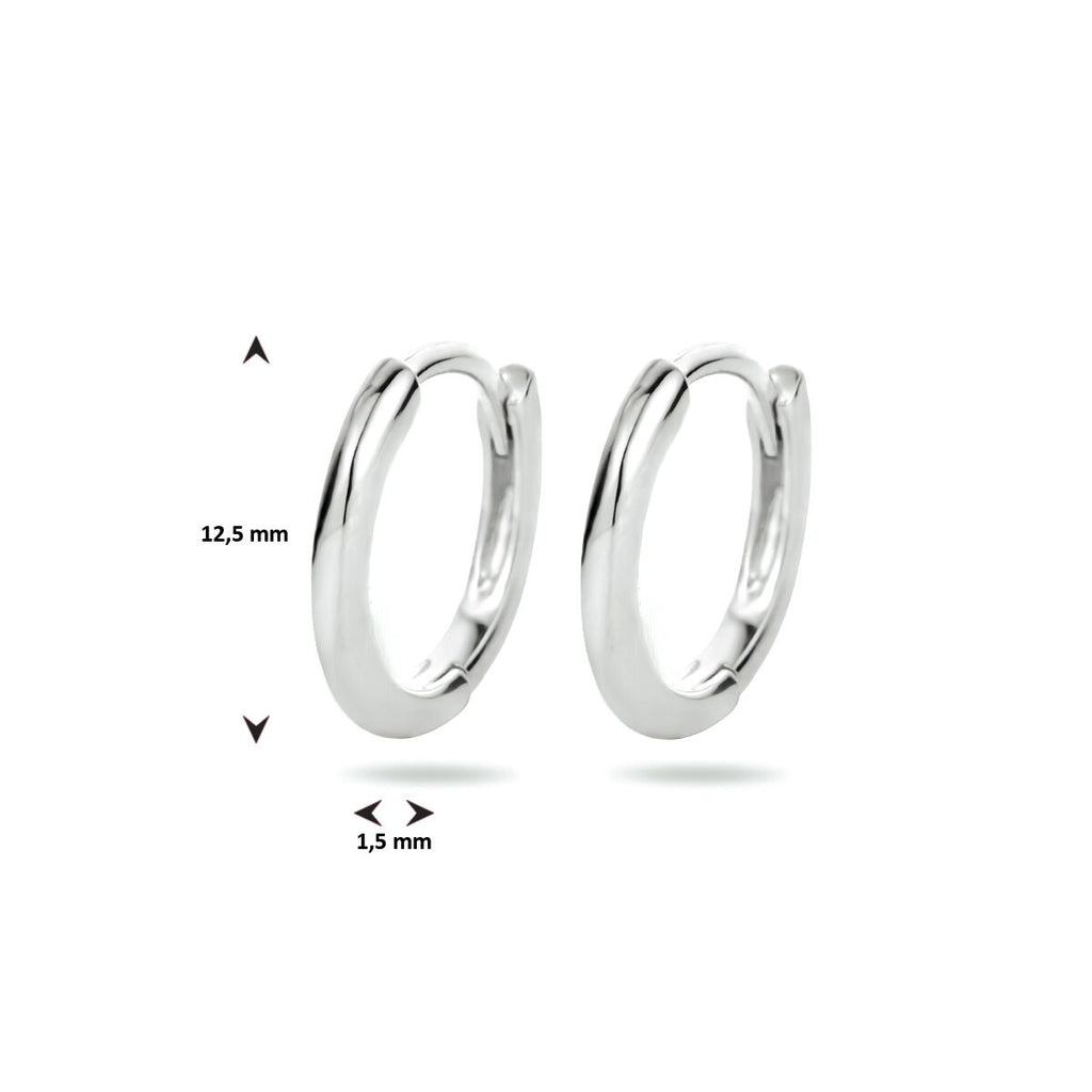 klapoorringen half rond zilver gerhodineerd