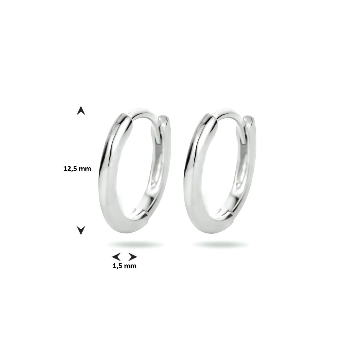 klapoorringen half rond zilver gerhodineerd