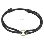 Armband Satin Schwarz Kreis 13 - 26 cm 14K Gold mit Gummi/Nylon/Leder