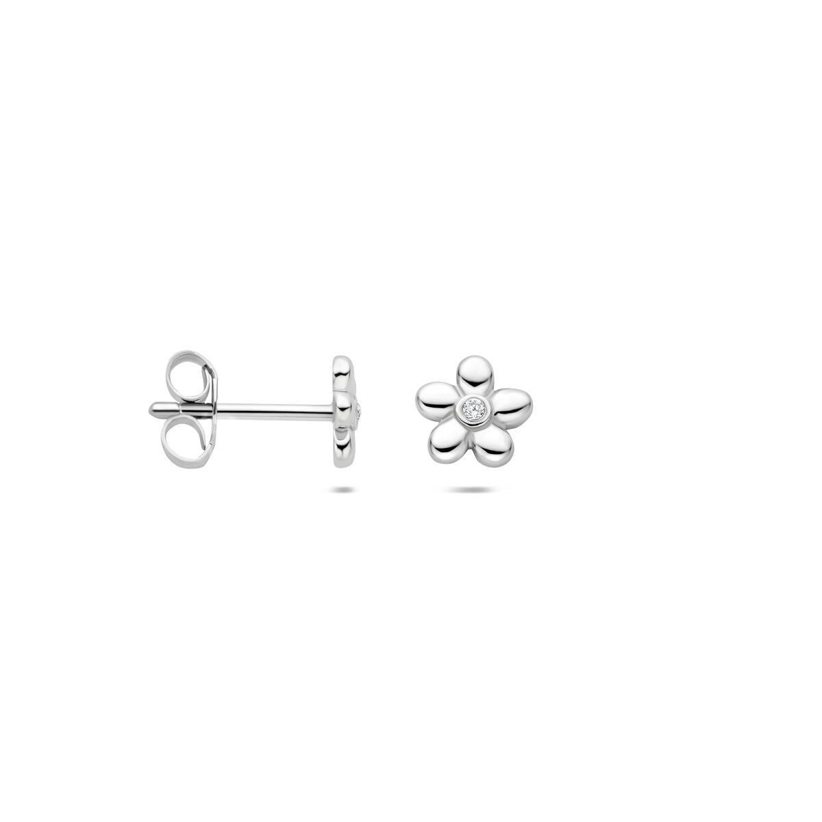 Ohrstecker Blume Zirkonia Silber rhodiniert