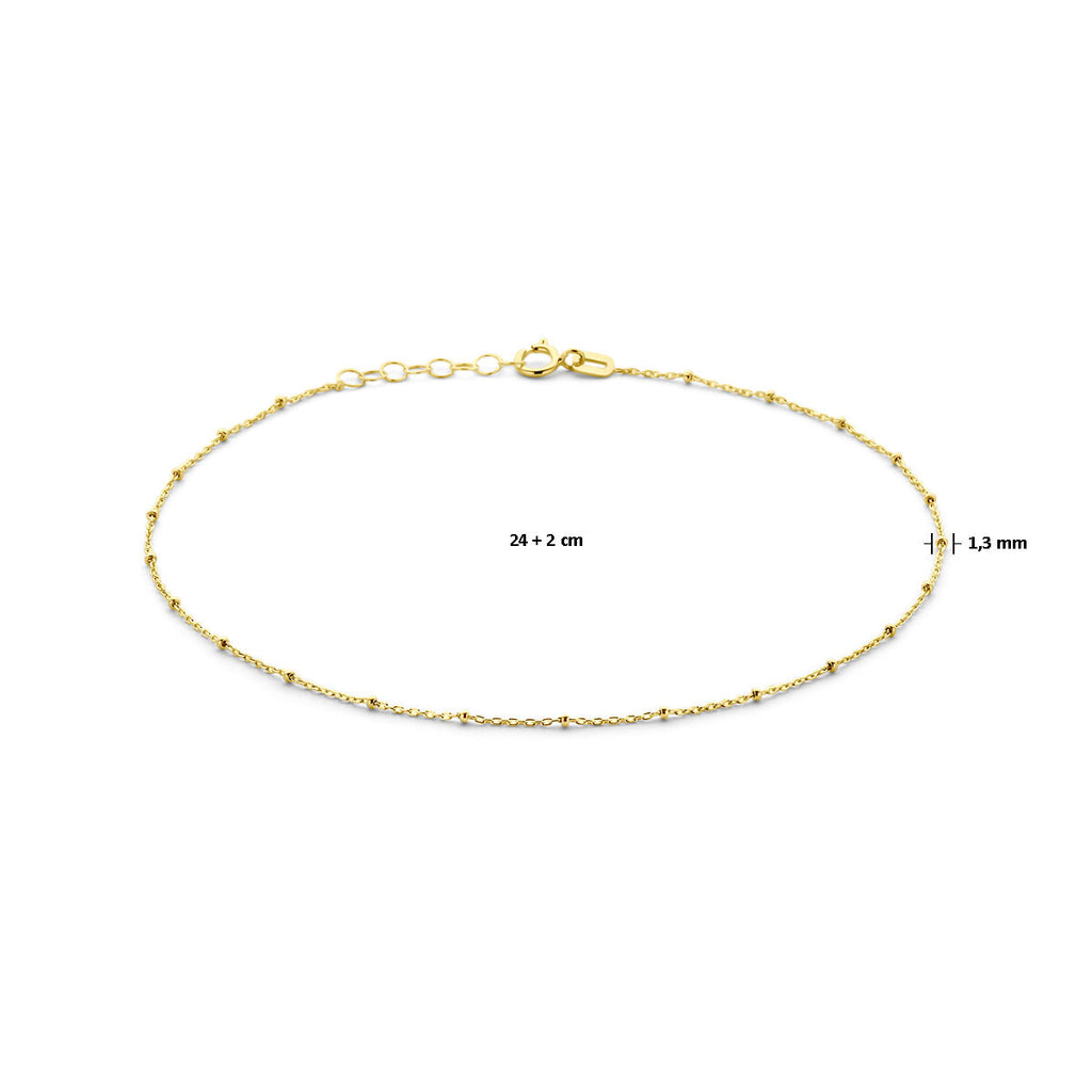 Fußkettchen Kügelchen 1,3 mm 24 + 2 cm 14K Gelbgold
