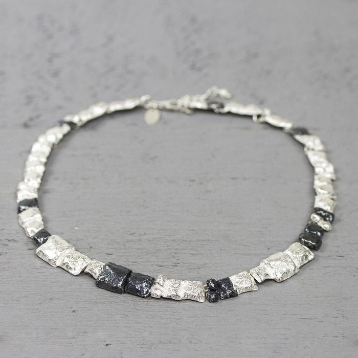 Collier zilver oxy met vierkantjes