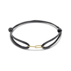 Armband Satin Schwarz 13 - 26 cm 14K Gold mit Gummi/Nylon/Leder