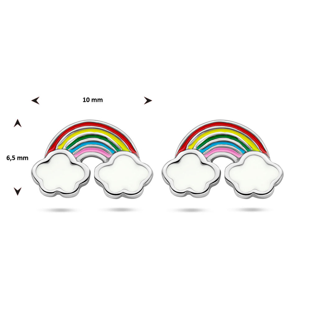 Ohrstecker Emaille Regenbogen rhodiniert