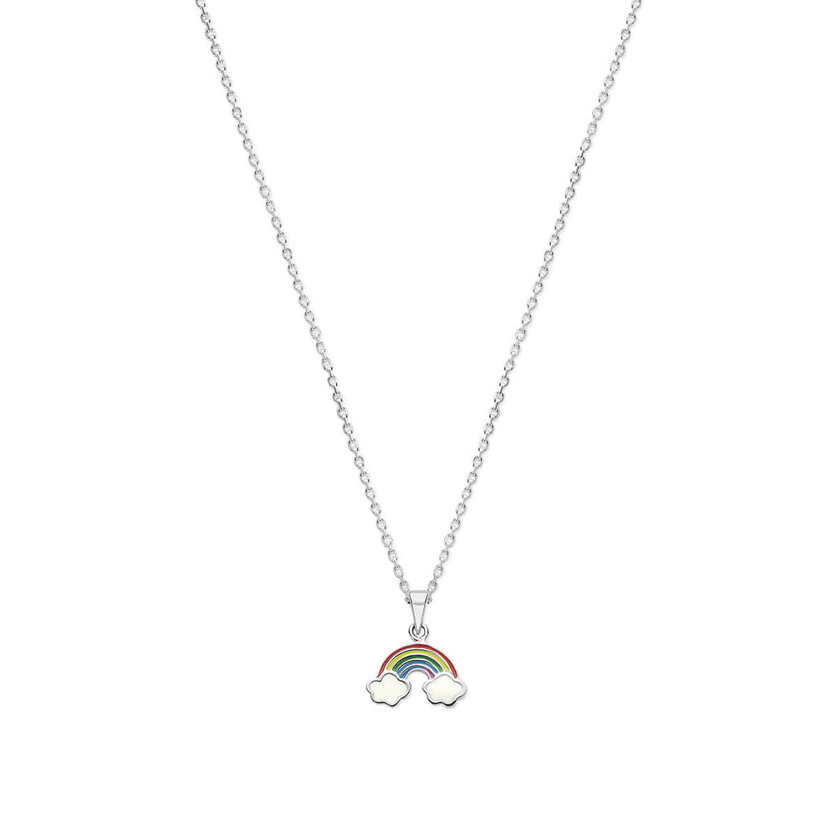 Halskette Regenbogen Emaille 36 + 4 cm Silber rhodiniert