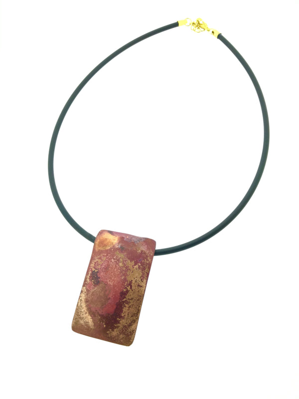 Handgemaakt gepatineerd collier rechthoek