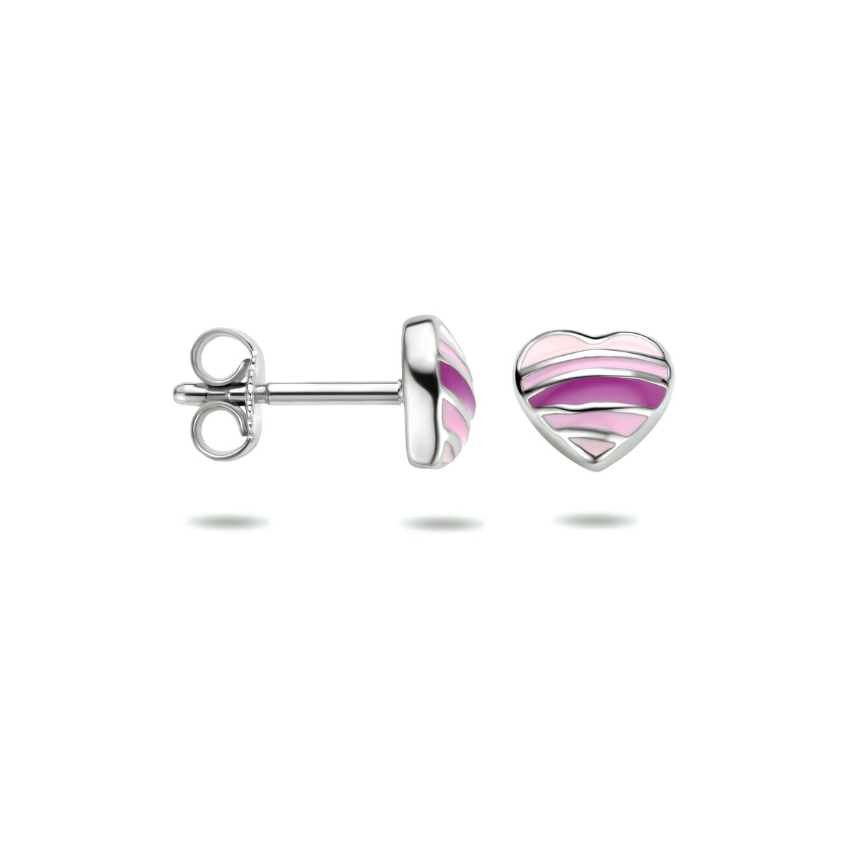 Ohrstecker Emaille Herz rhodiniertes Silber
