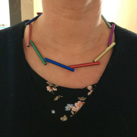 Handgemaakt collier lange stukken multicolor