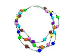 Handgemaakt multi collier met bolletjes op nylon