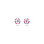 Ohrstecker Emaille Blume Rosa Zirkonia 7 mm Silber rhodiniert