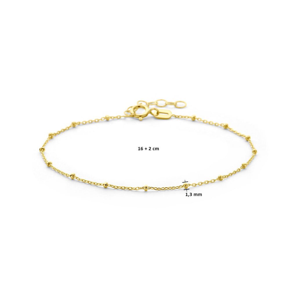 Armband Kugeln 1,3 mm 16 + 2 cm 14K Gelbgold