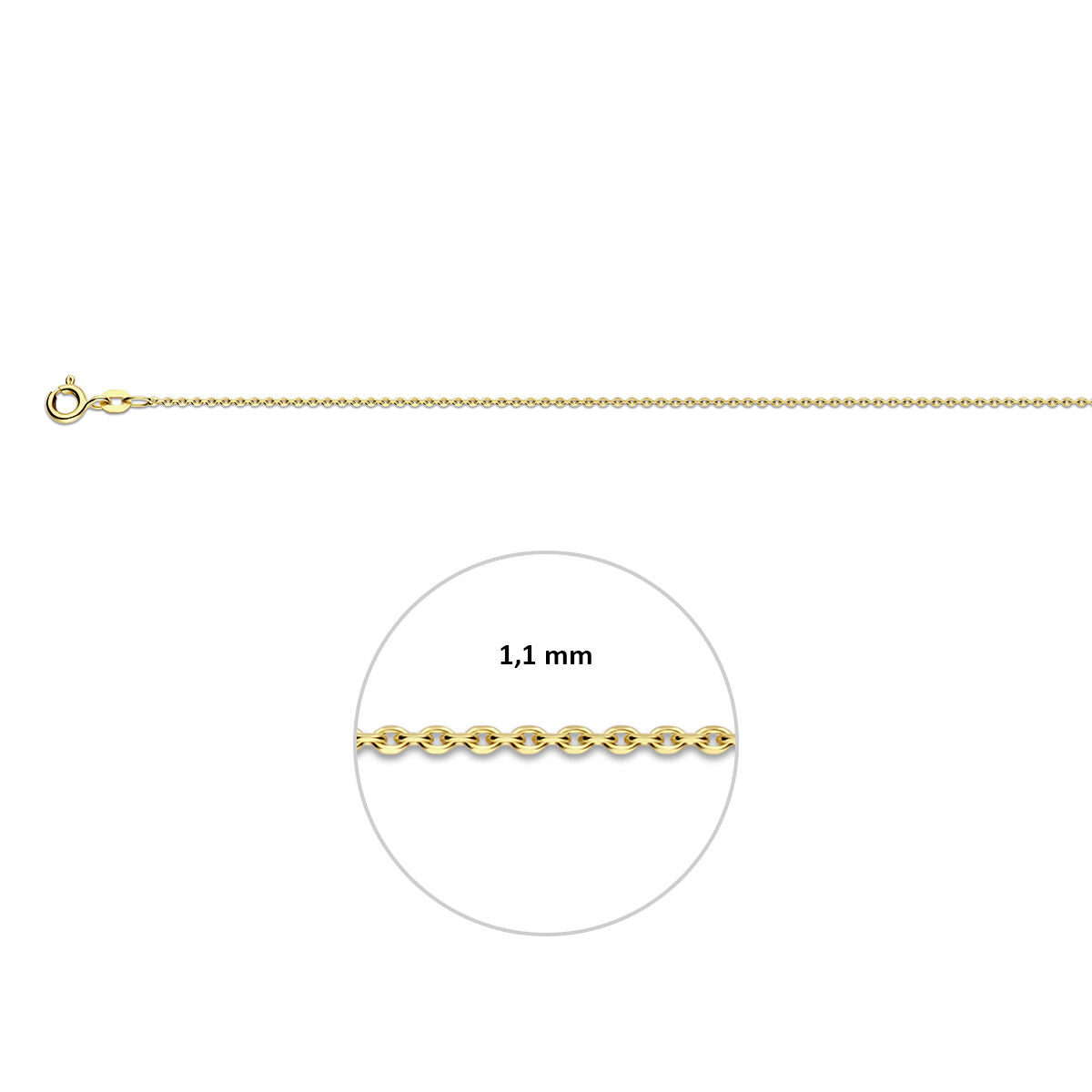 Anker diamantiert 1,1 mm 14K Gelbgold