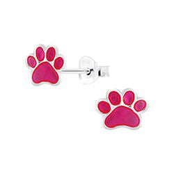 Kinderoorknopjes: hondenpootjes roze