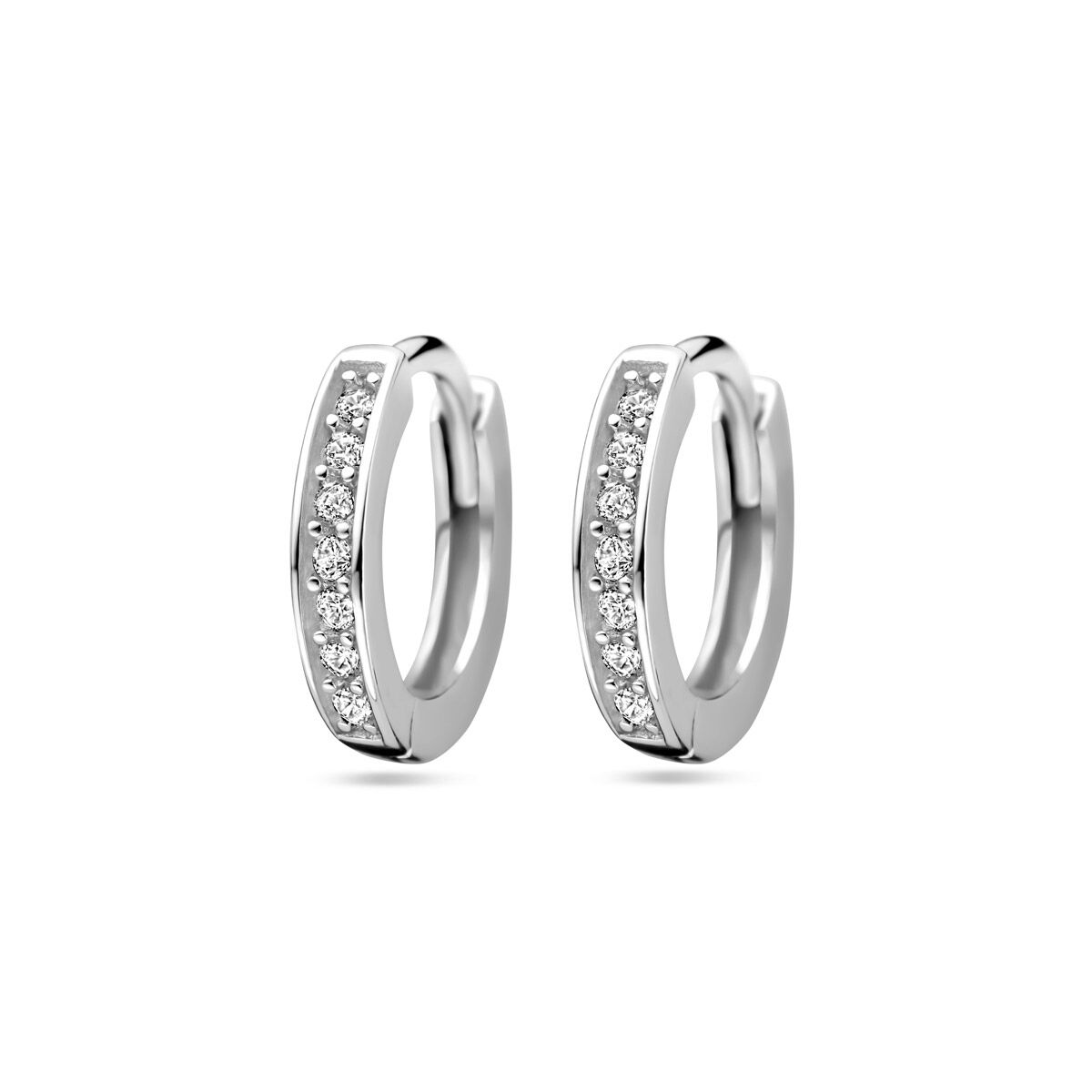 klapoorringen zirkonia zilver gerhodineerd