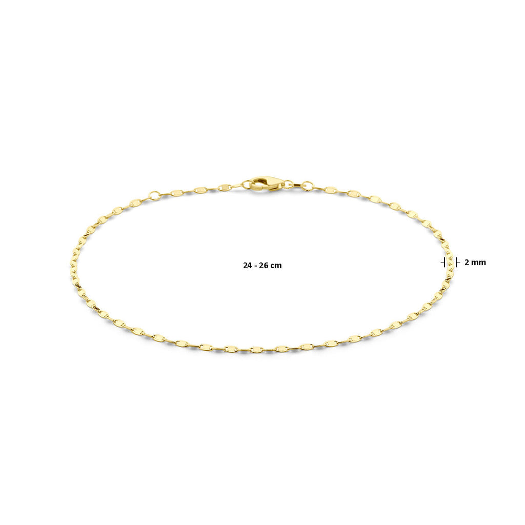 Fußkettchen 2,0 mm 24 - 26 cm 14K Gelbgold