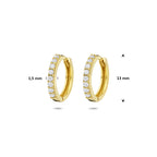 klapoorringen zirkonia 13 mm 14K geelgoud